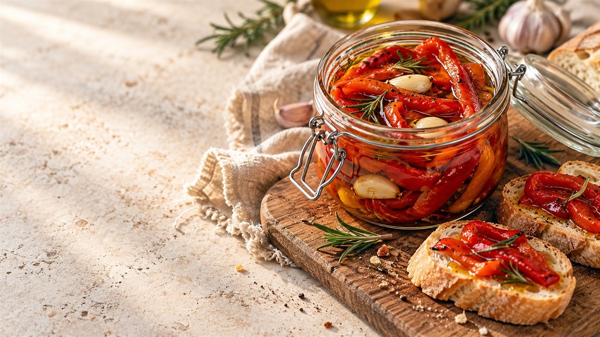 Roasted peppers in oil