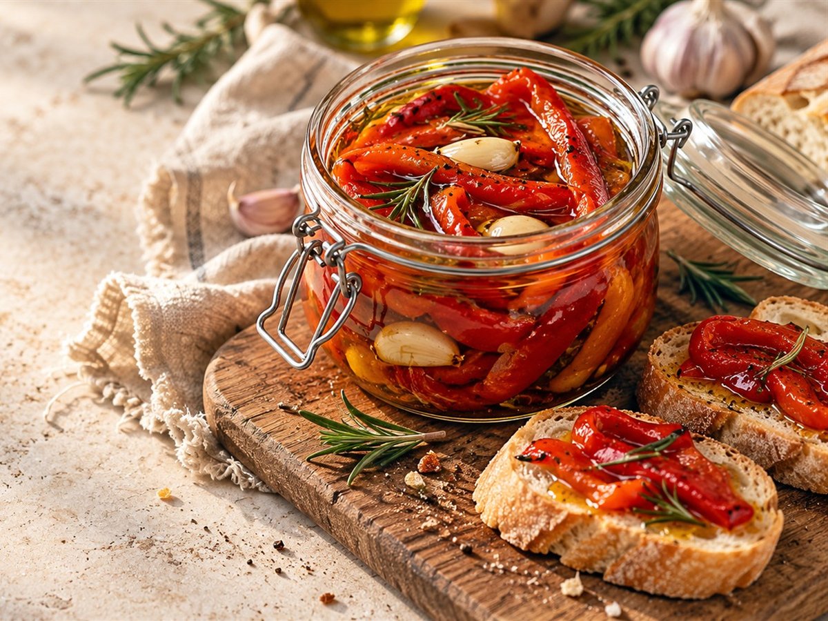 Roasted peppers in oil