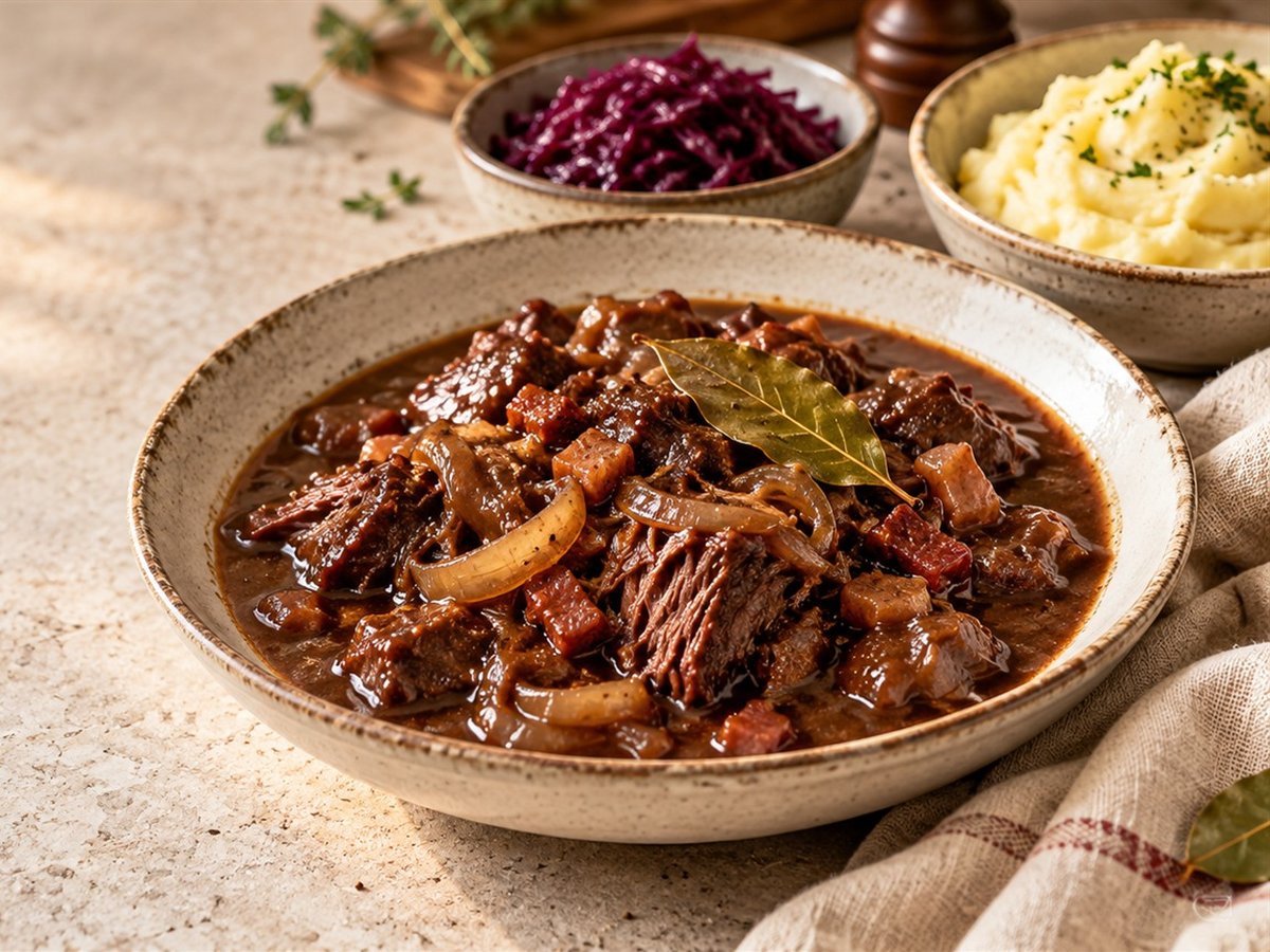 Slow cooker Dutch beef and onion stew (hachee)