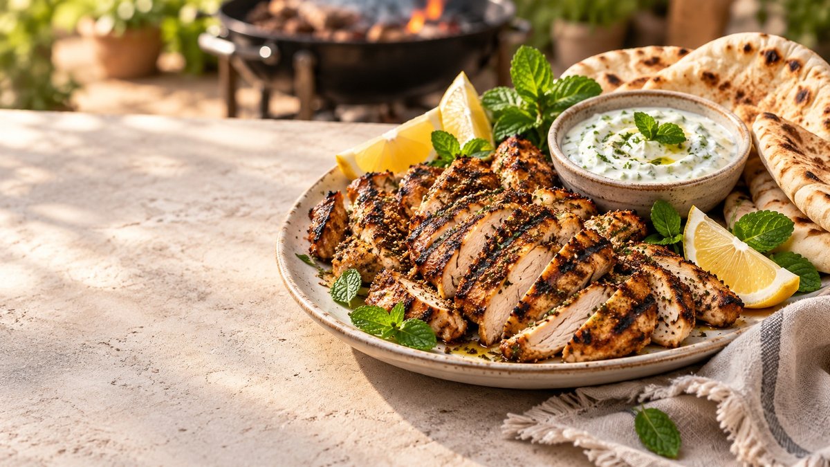 Kip in yoghurtmarinade van de barbecue