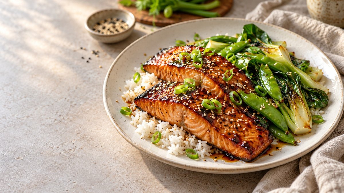 Salmon in ginger and soy marinade